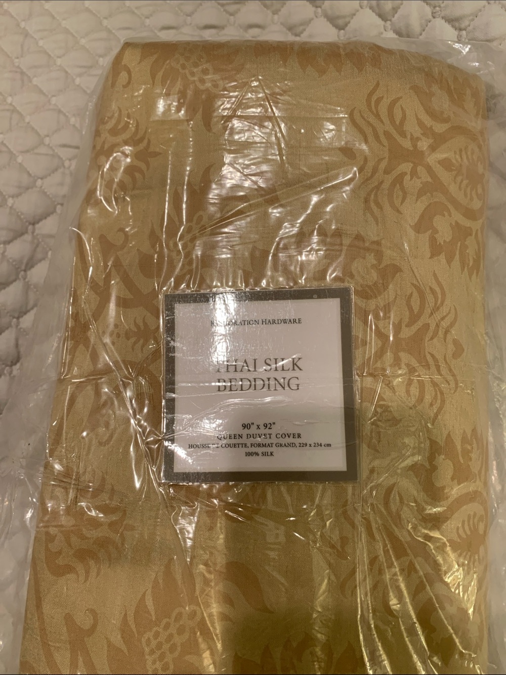 Restoration Hardware Gold Damask Queen Duvet Cover